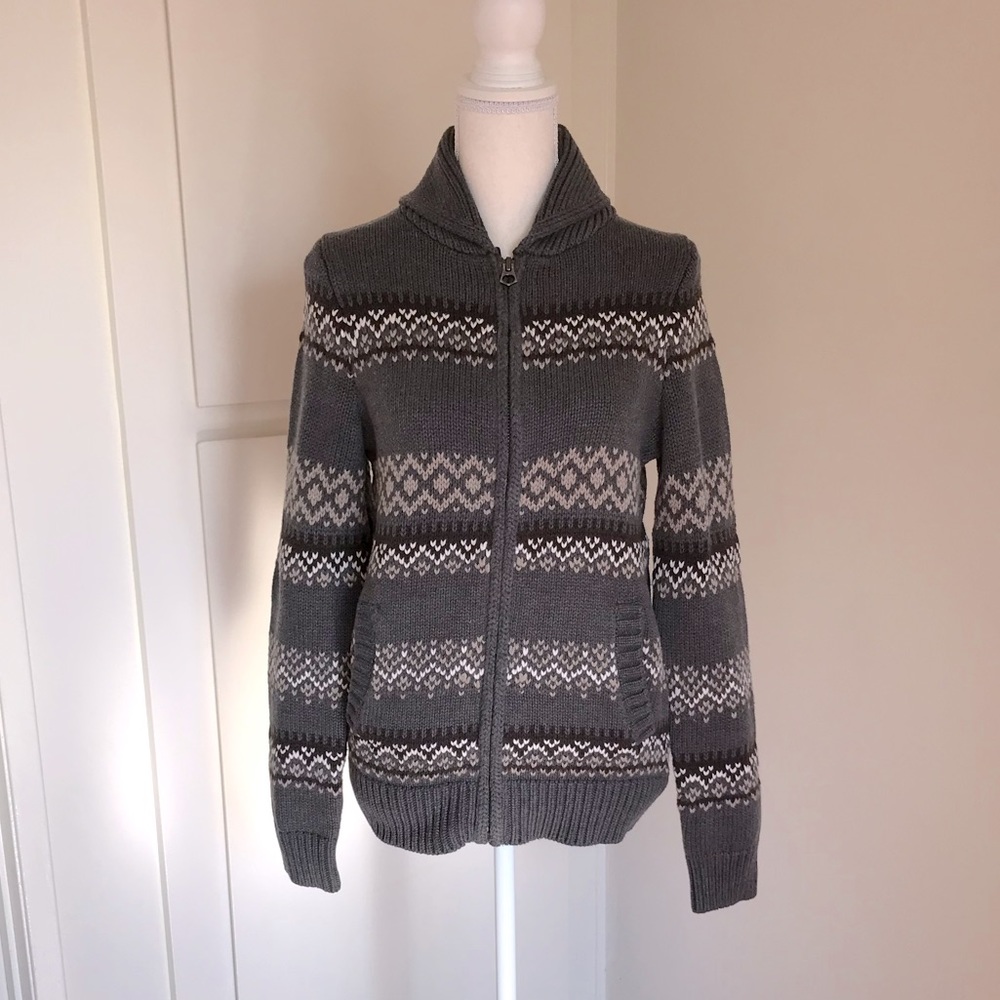 Gap fair isle zip cardigan